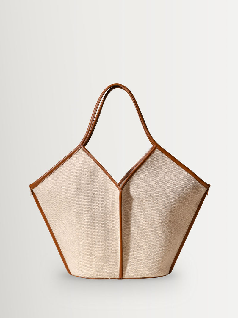 Hereu Calella boucle tote bag with natural leather trim, UK version