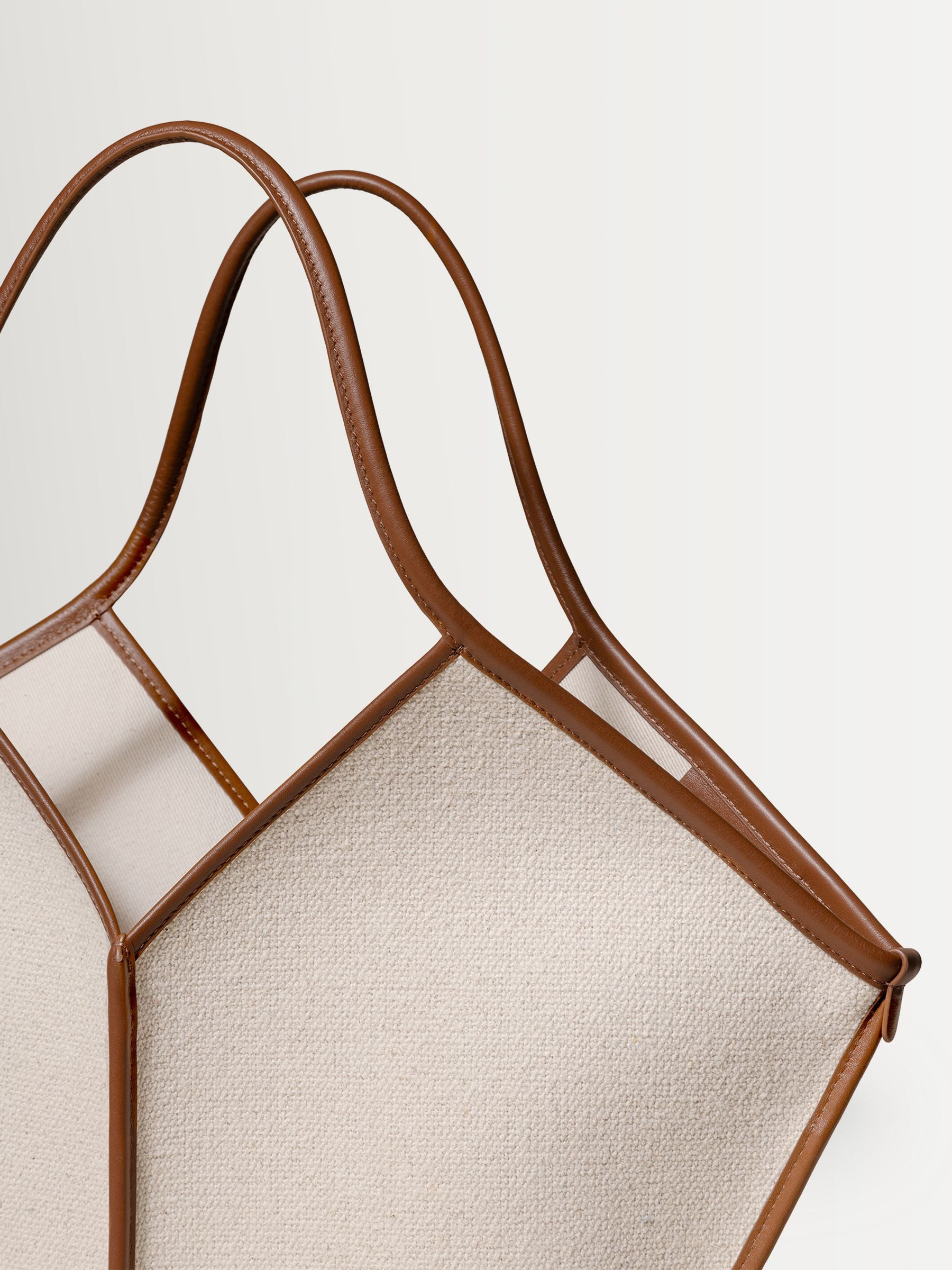 Hereu Calella boucle tote bag with natural leather trim, UK version
