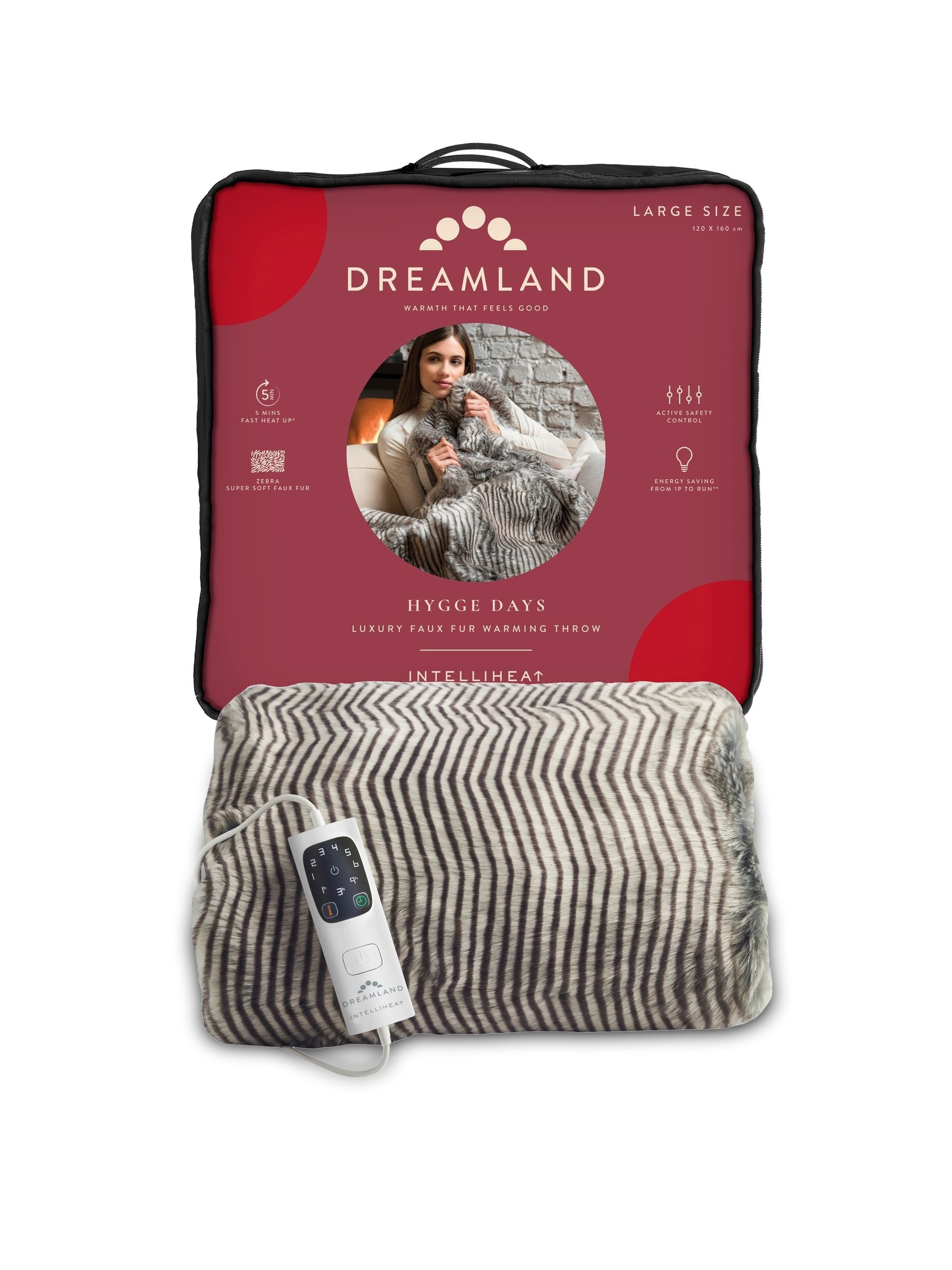 Dreamland Zebra Hygge Days electric throw 240x160cm (British brand)