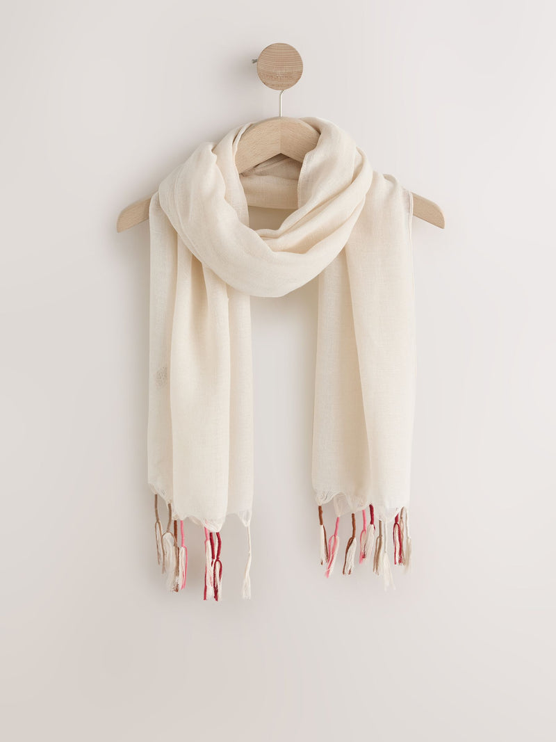 Ecru Cream Multiway Scarf Sarong With Tassels