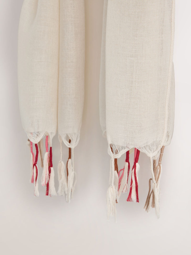 Ecru Cream Multiway Scarf Sarong With Tassels