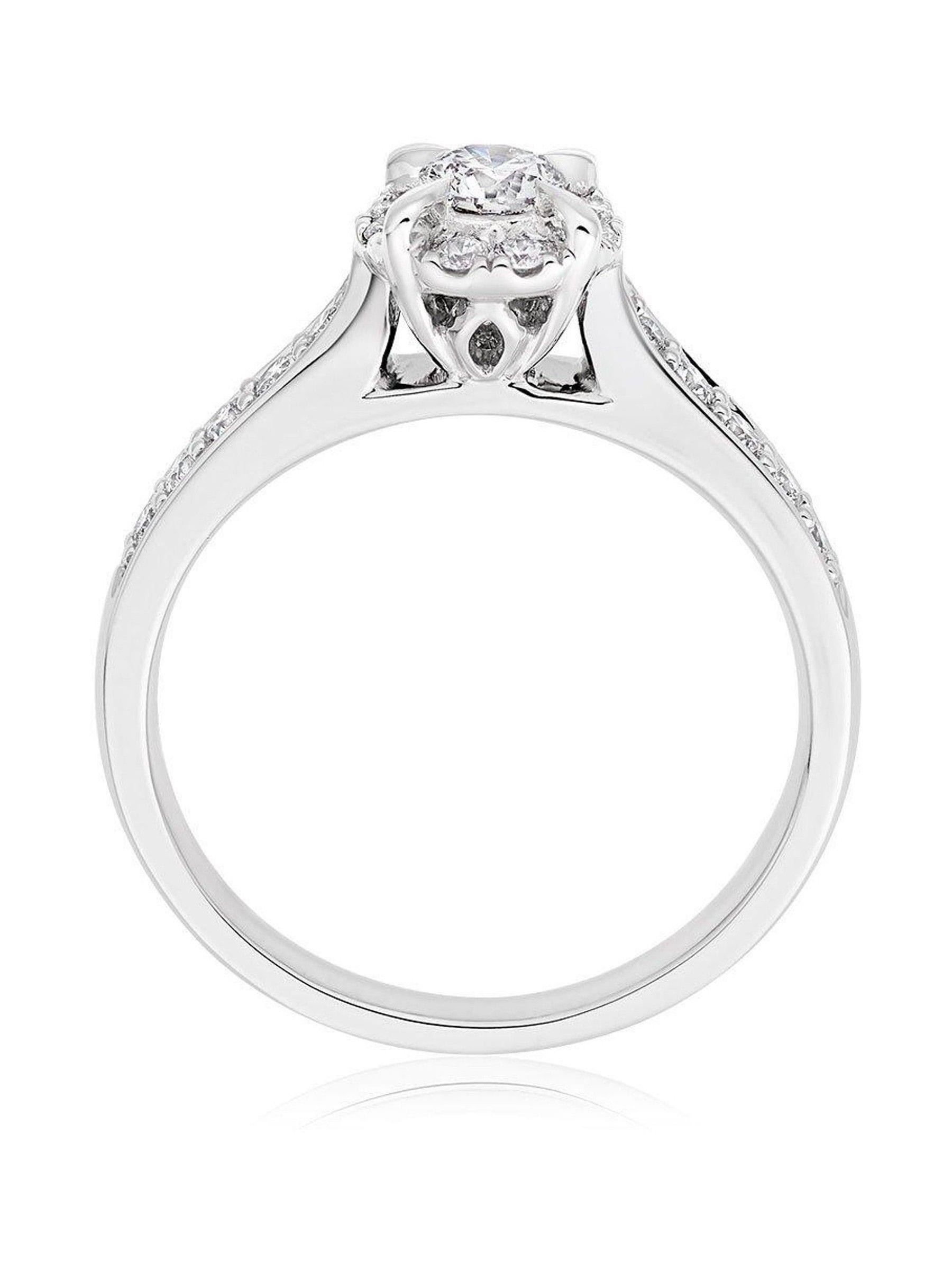 Beaverbrooks 9ct white gold diamond halo engagement ring (British brand)