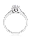 Beaverbrooks 9ct white gold diamond halo engagement ring (British brand)