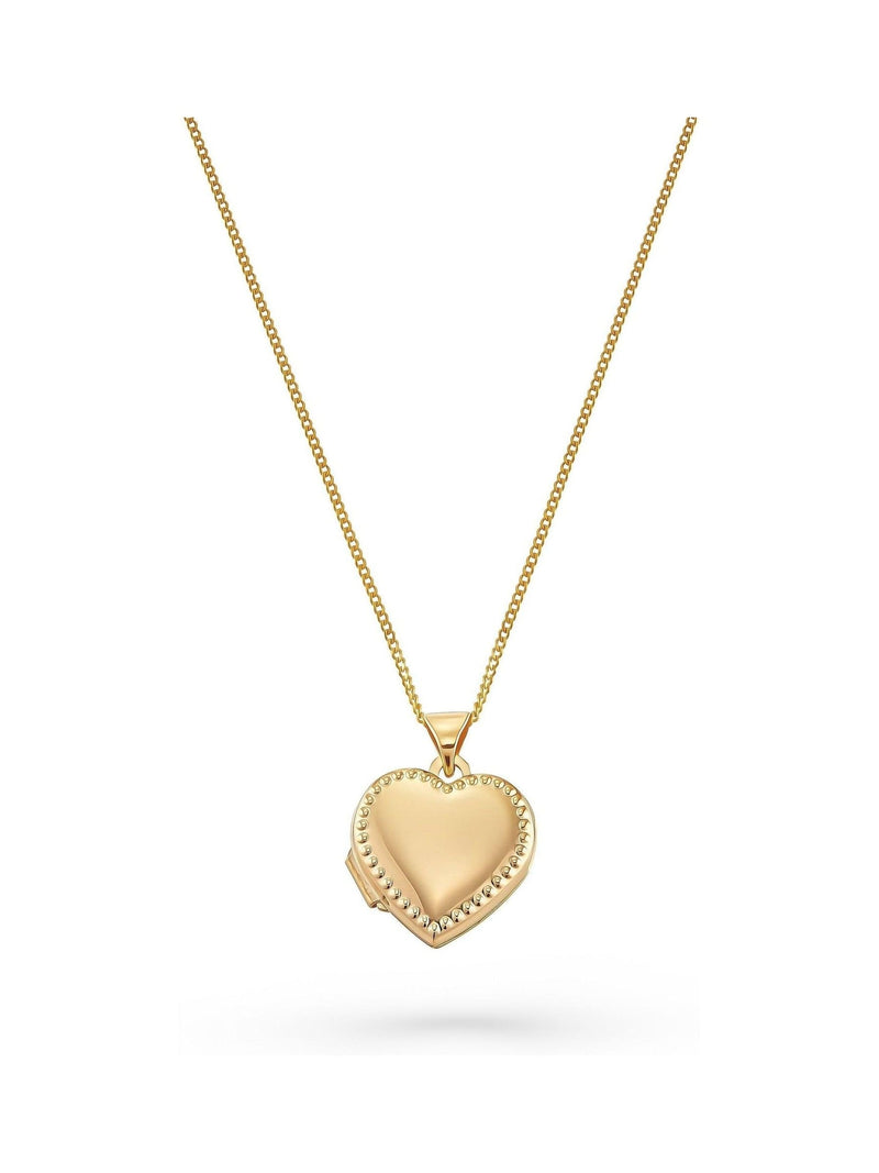 Beaverbrooks 9ct yellow gold heart locket with 45cm chain, UK version