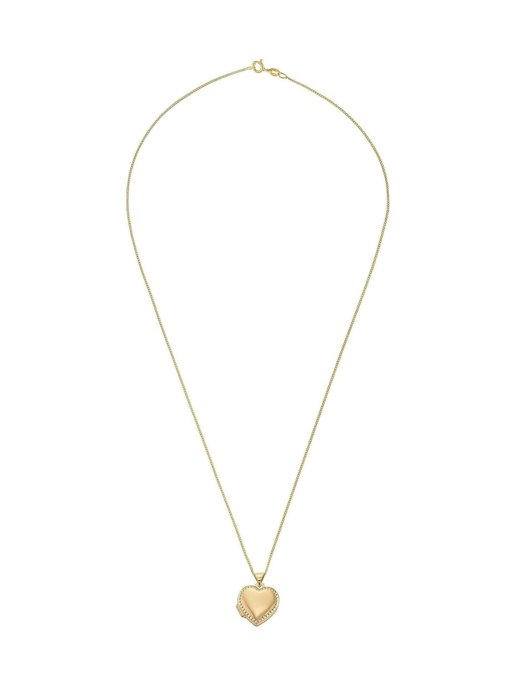 Beaverbrooks 9ct yellow gold heart locket with 45cm chain, UK version