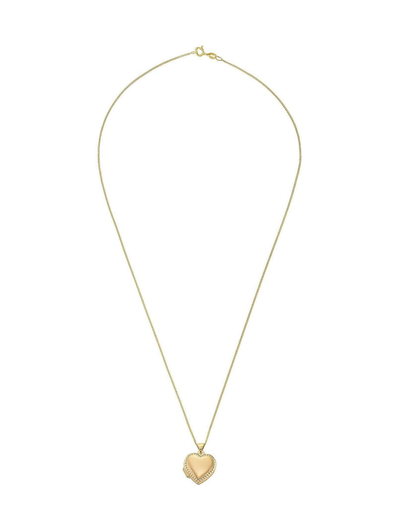 Beaverbrooks 9ct yellow gold heart locket with 45cm chain, UK version