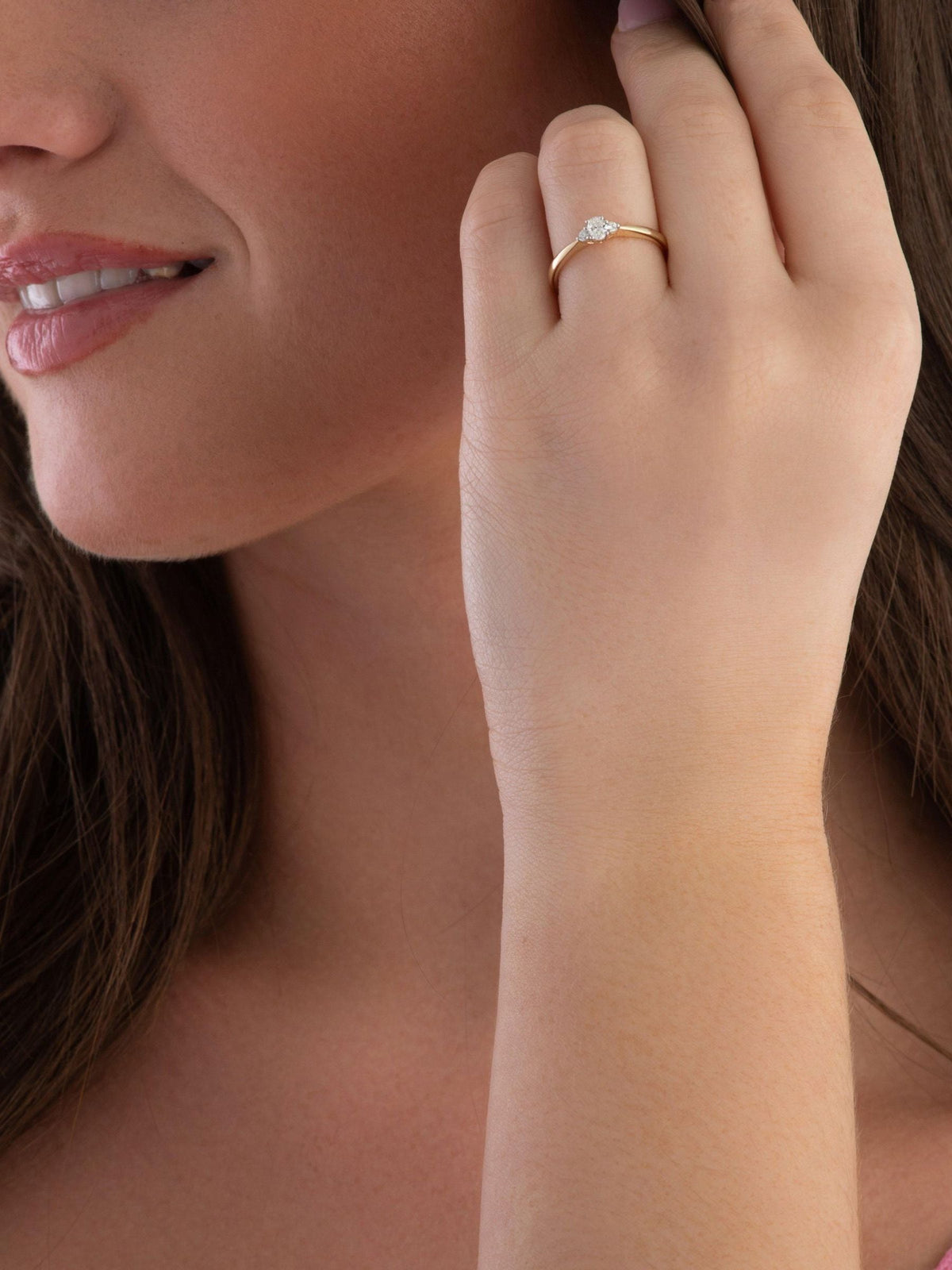 Beaverbrooks three stone diamond engagement ring 9ct yellow gold, imported from the UK