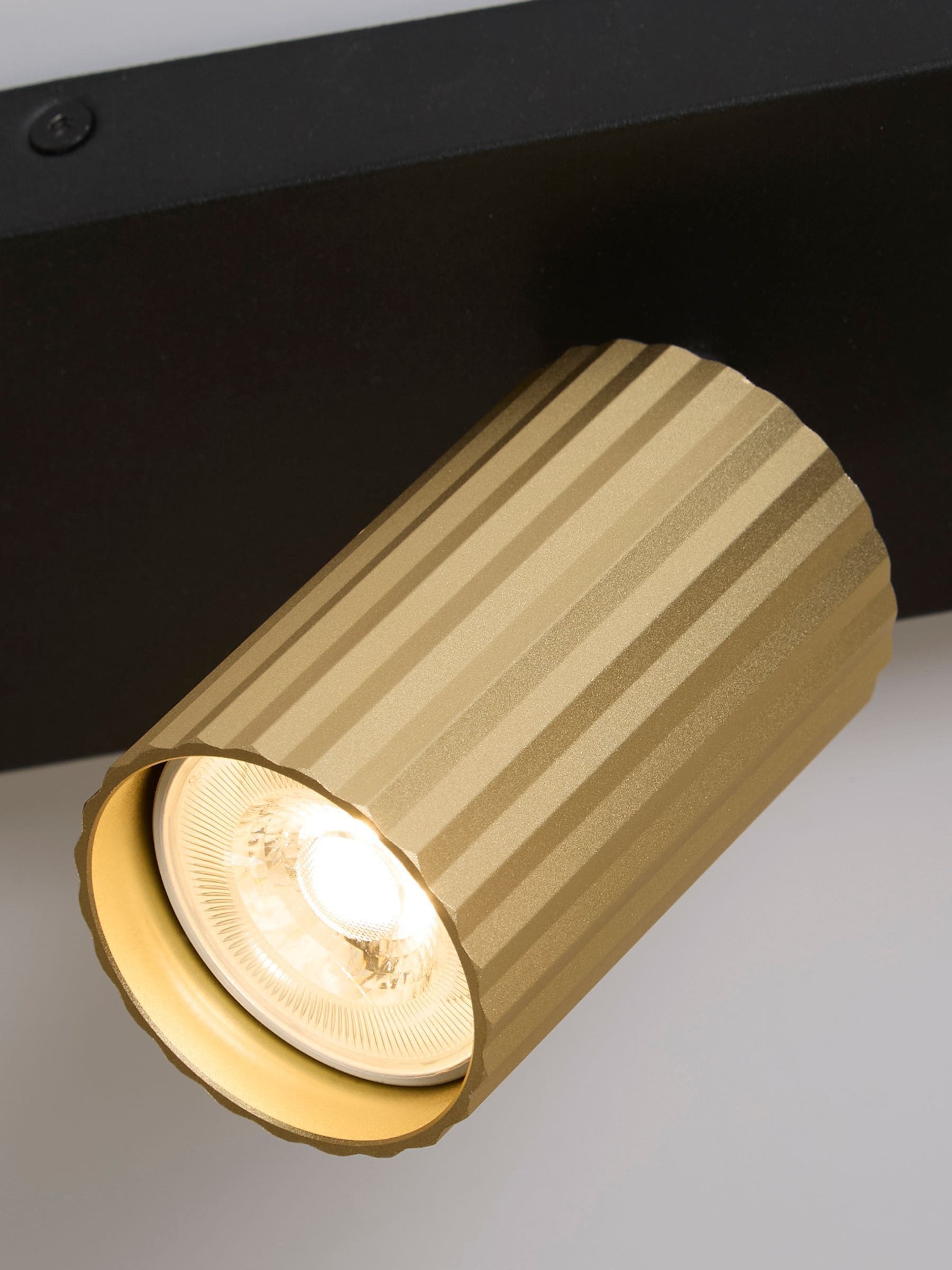 Searchlight black and gold 4-bar fluted spotlight ceiling light - British product