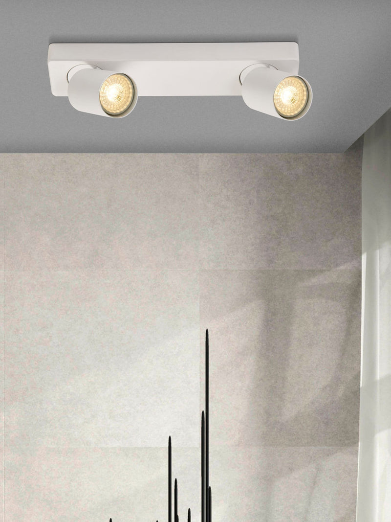 Searchlight Sand White Cape 2 ceiling light adjustable heads - British product