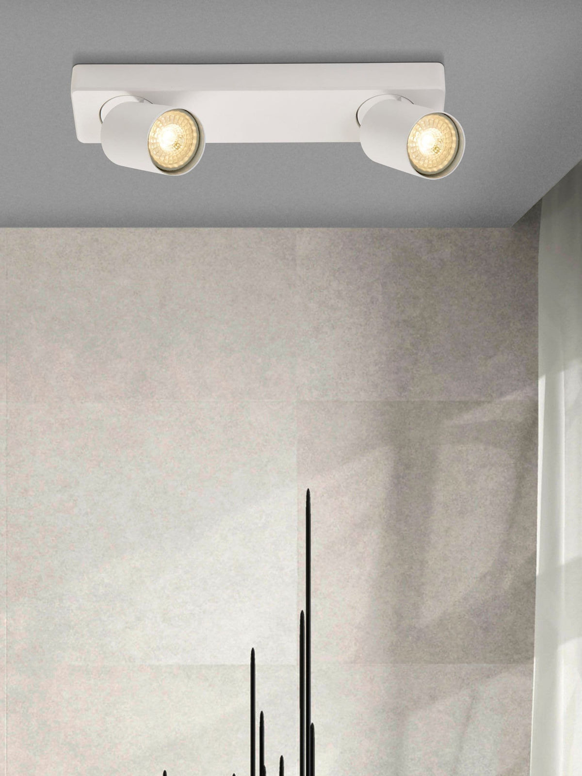 Searchlight Sand White Cape 2 ceiling light adjustable heads - British product