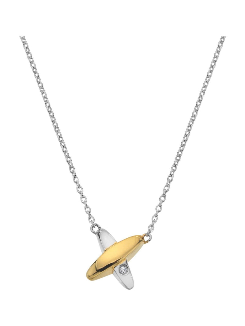 Hot Diamonds sterling silver two tone diamond necklace, imported from the UK