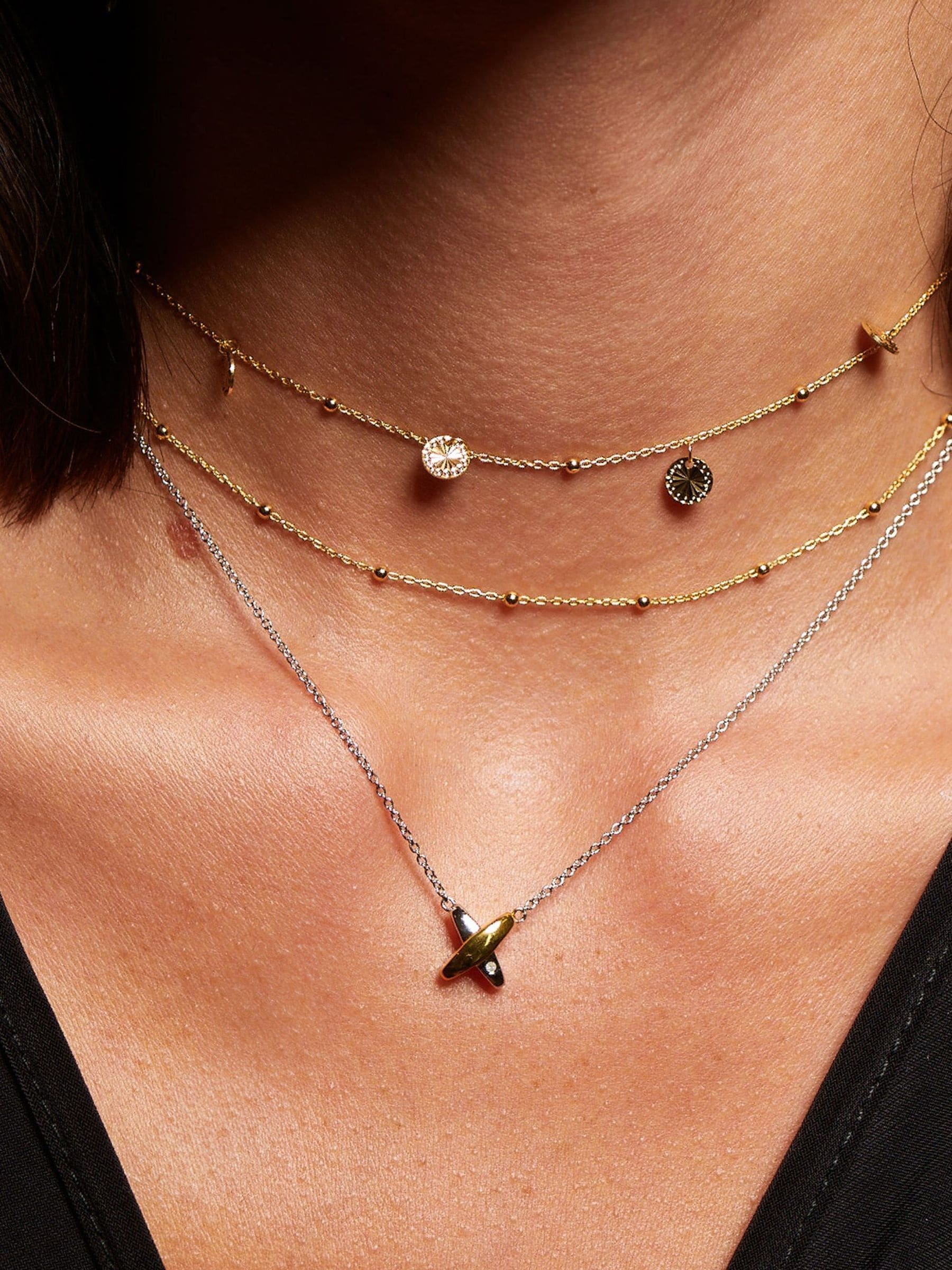 Hot Diamonds sterling silver two tone diamond necklace, imported from the UK