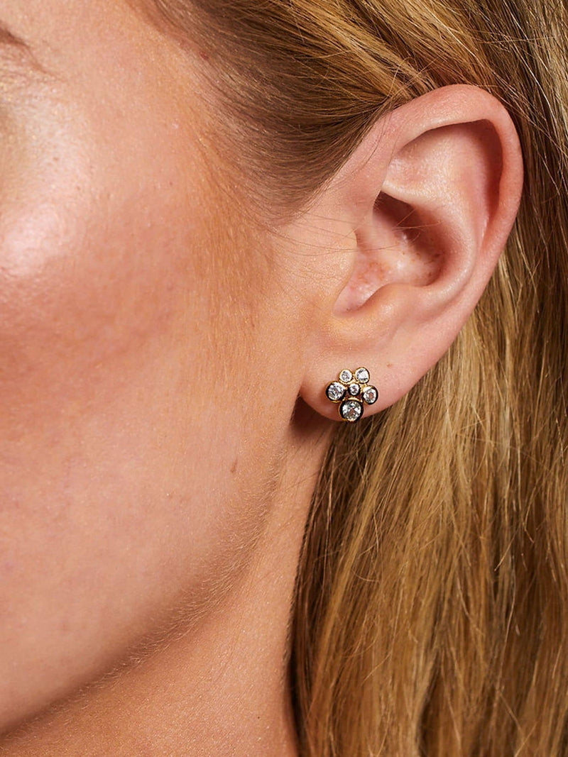 Hot Diamonds cluster earrings with white topaz and diamond - British product