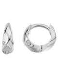 Hot Diamonds silver tone sterling ridge huggie earrings 8mm, imported from the UK