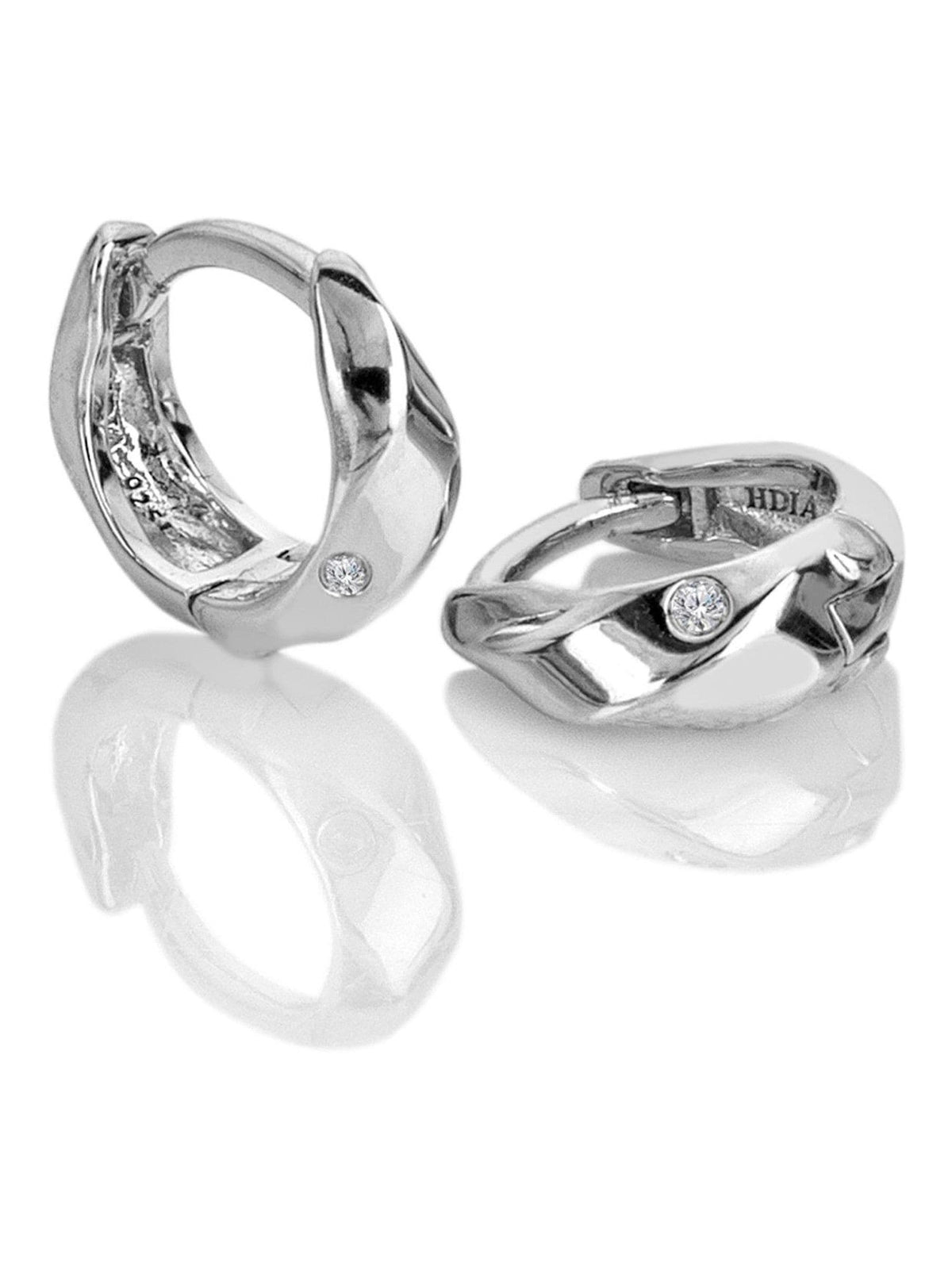 Hot Diamonds silver tone sterling ridge huggie earrings 8mm, imported from the UK