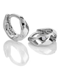 Hot Diamonds silver tone sterling ridge huggie earrings 8mm, imported from the UK