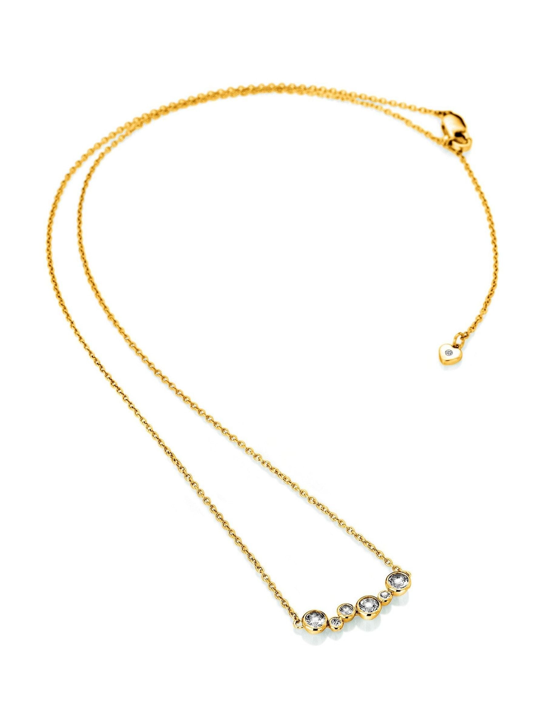 Hot Diamonds gold tone Tender Necklace with diamond and white topaz (British brand)