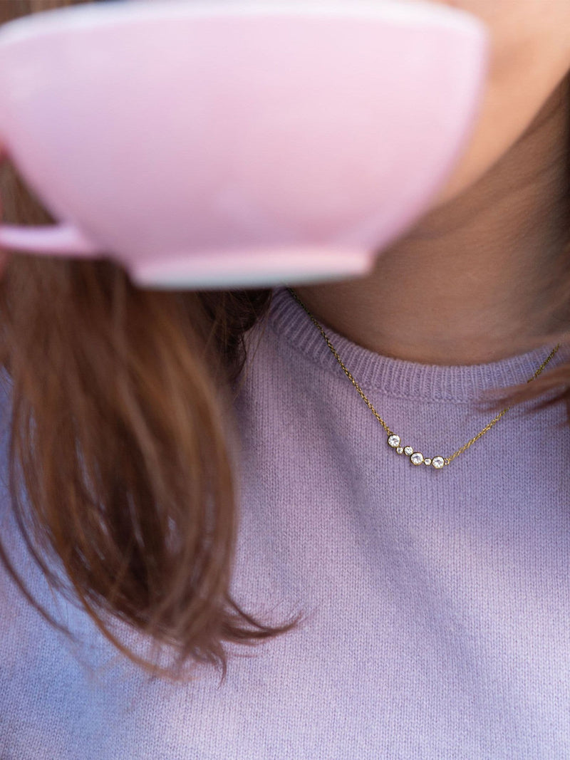 Hot Diamonds gold tone Tender Necklace with diamond and white topaz (British brand)