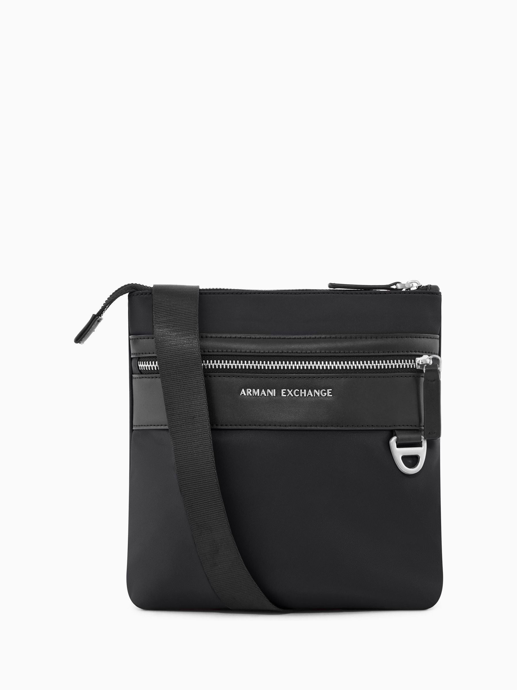 Armani Exchange black nylon messenger bag, 23cm, British brand