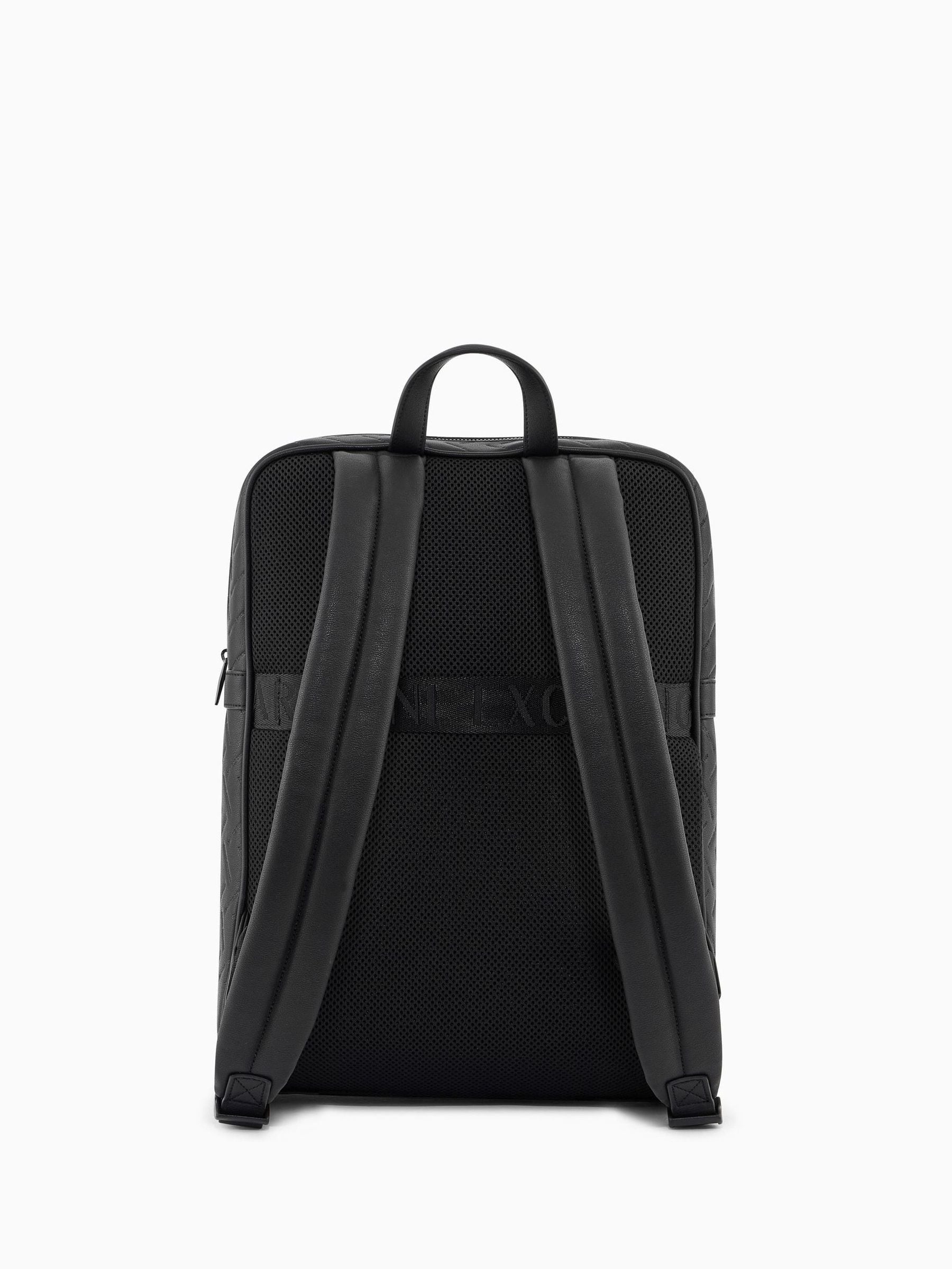 Armani Exchange Ginevra black faux leather backpack 40cm, imported from the UK