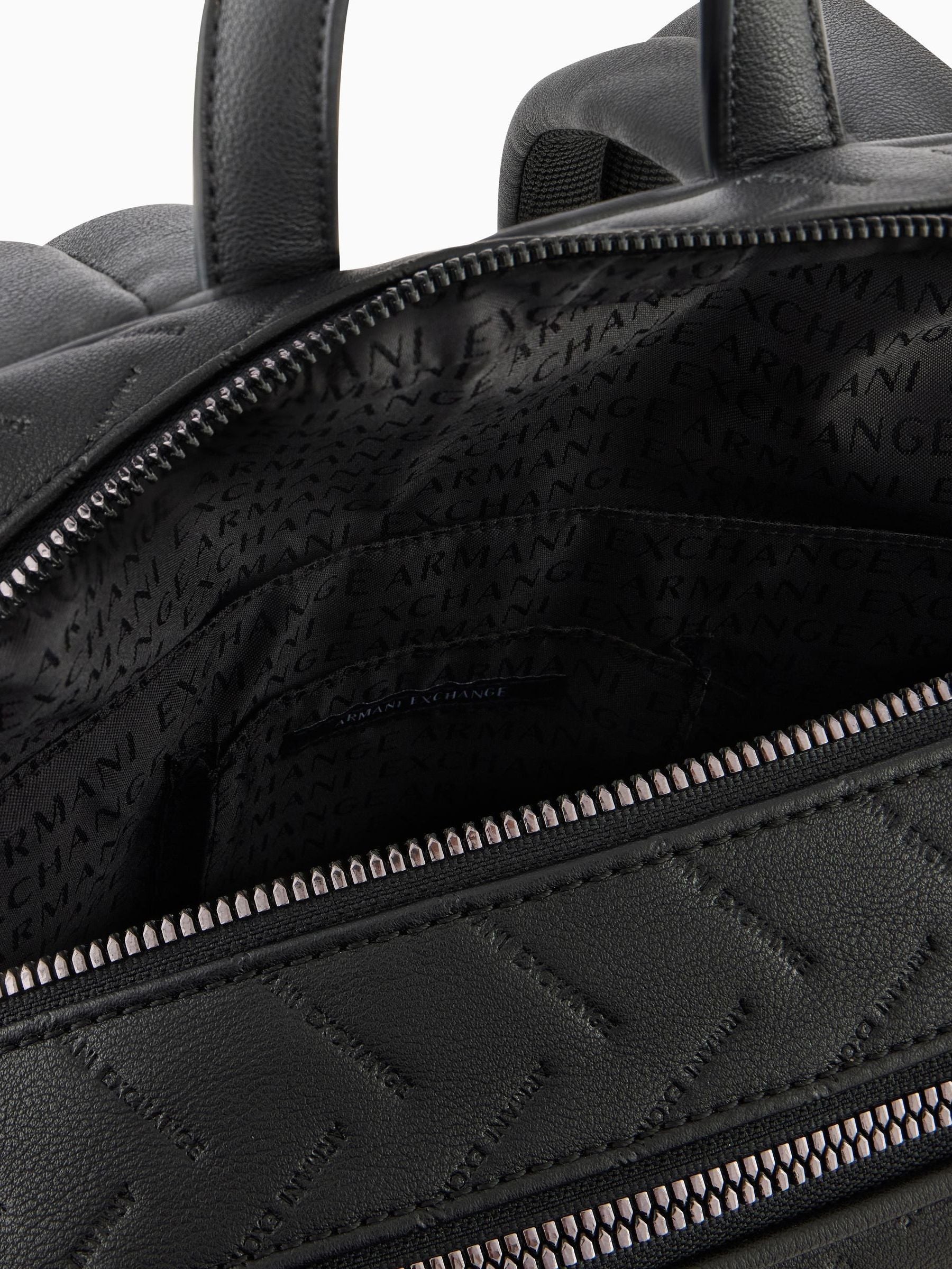 Armani Exchange Ginevra black faux leather backpack 40cm, imported from the UK