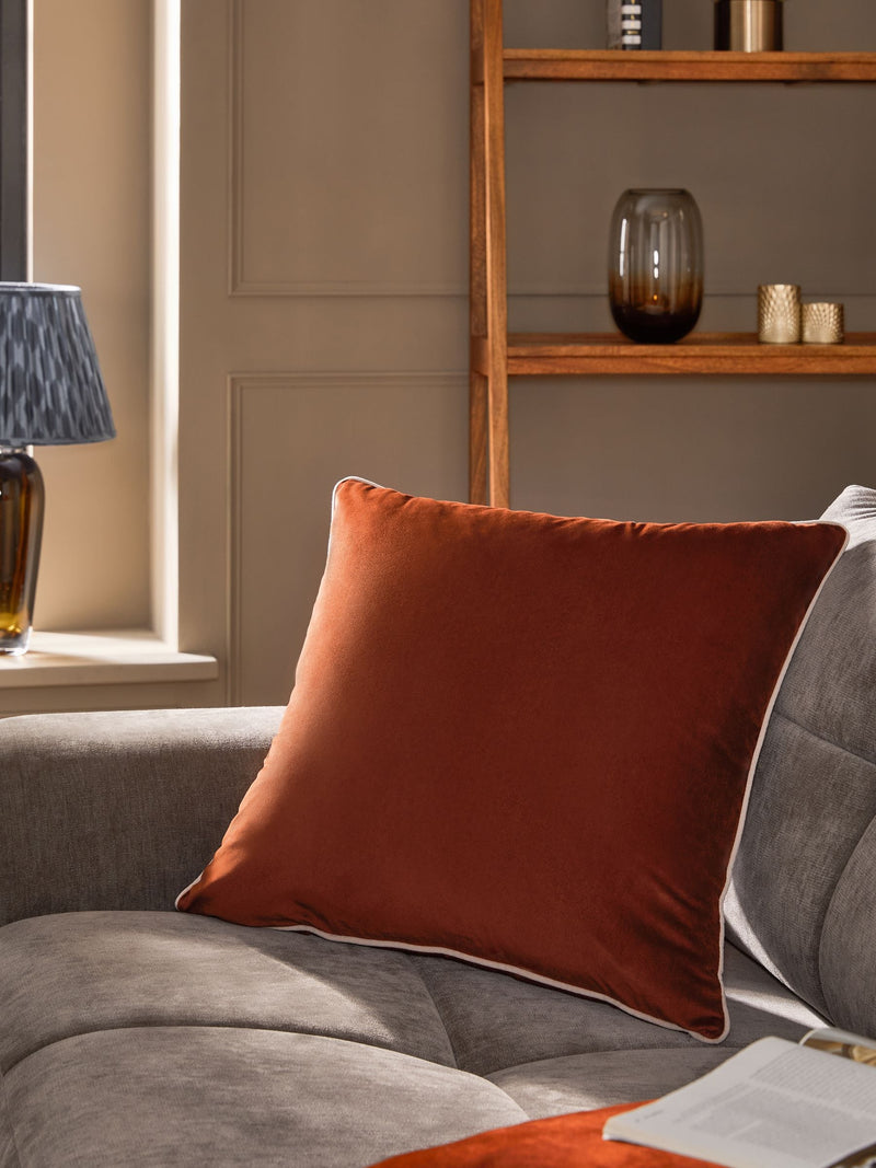 Dark Green Matte Velvet Contrast Pipe Cushion - 50 x 50cm