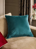 Dark Green Matte Velvet Contrast Pipe Cushion - 50 x 50cm