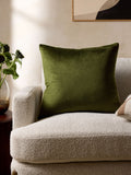 Dark Green Matte Velvet Contrast Pipe Cushion - 50 x 50cm