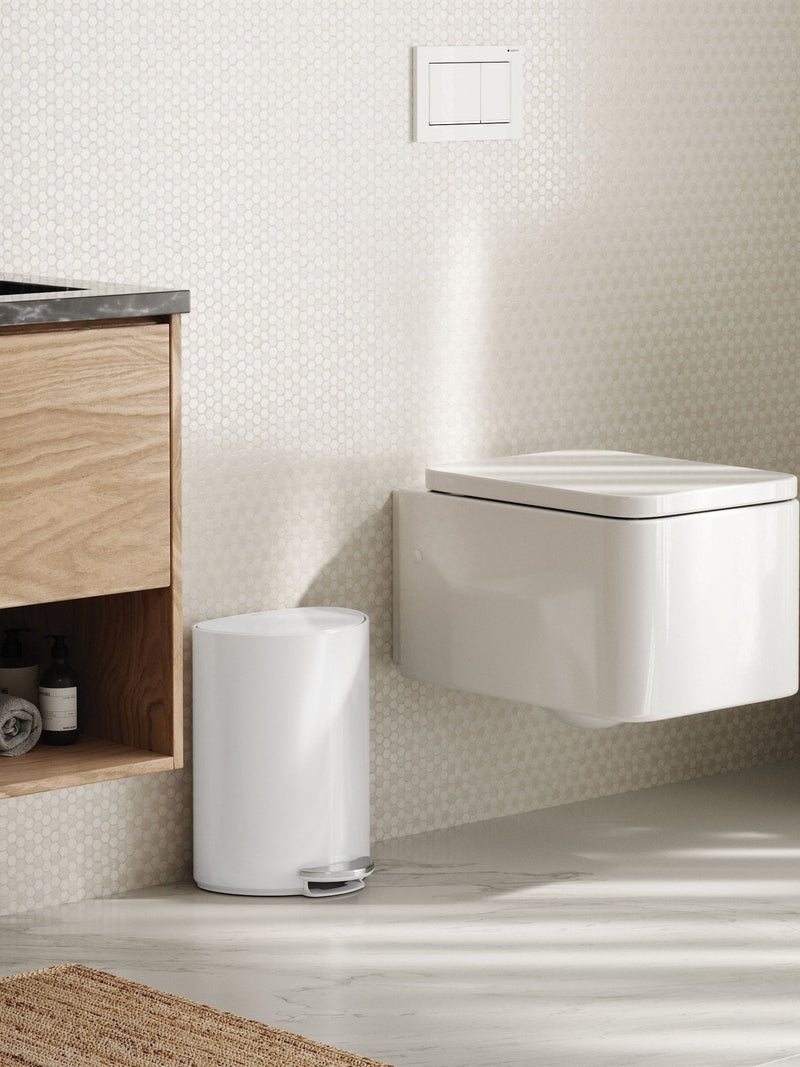 simplehuman White 6l Semi-Round Bathroom Pedal Bin