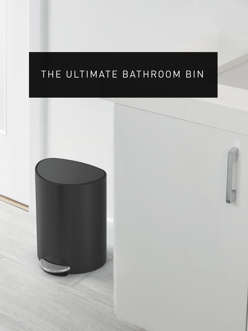 simplehuman white 6 litre semi-round bathroom pedal bin - British product