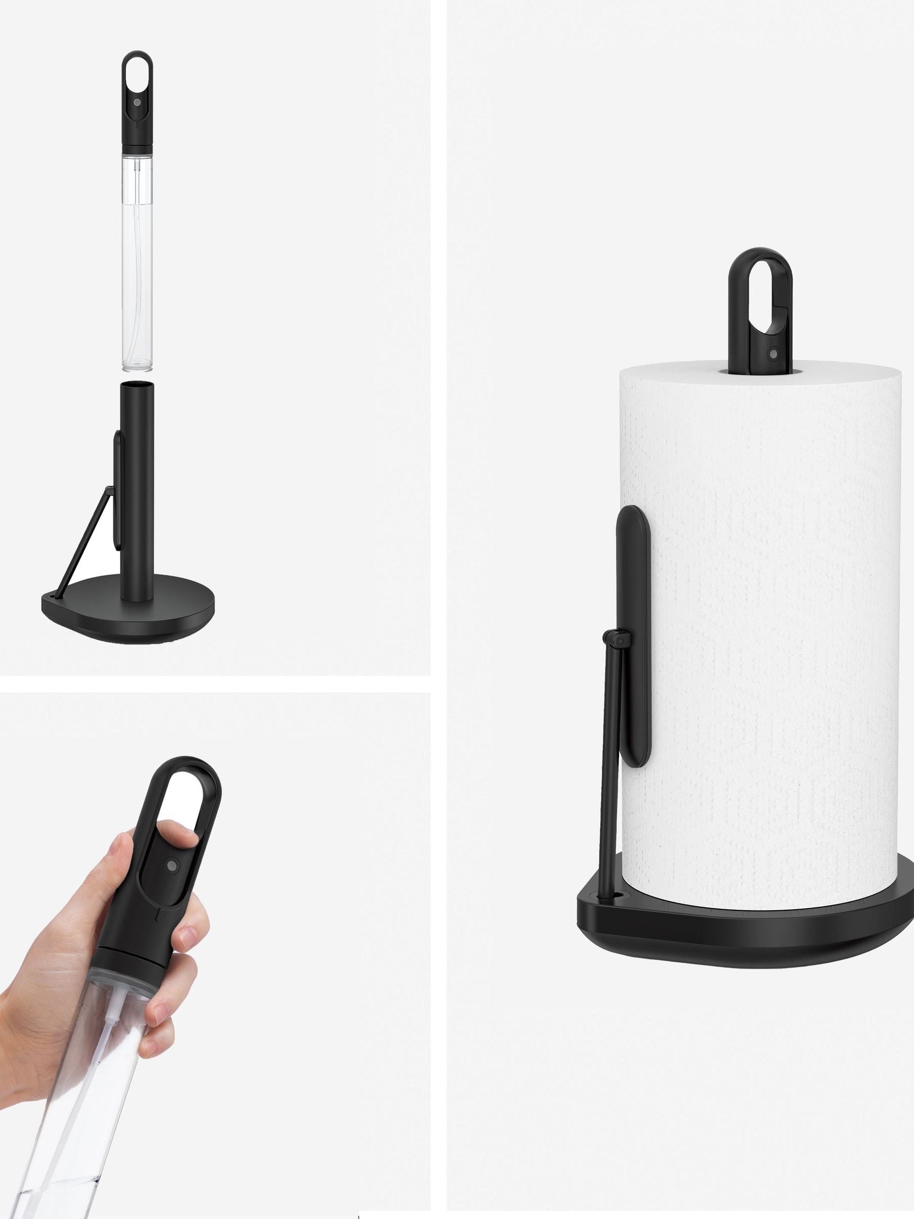 simplehuman white paper towel holder and spray pump (British brand)