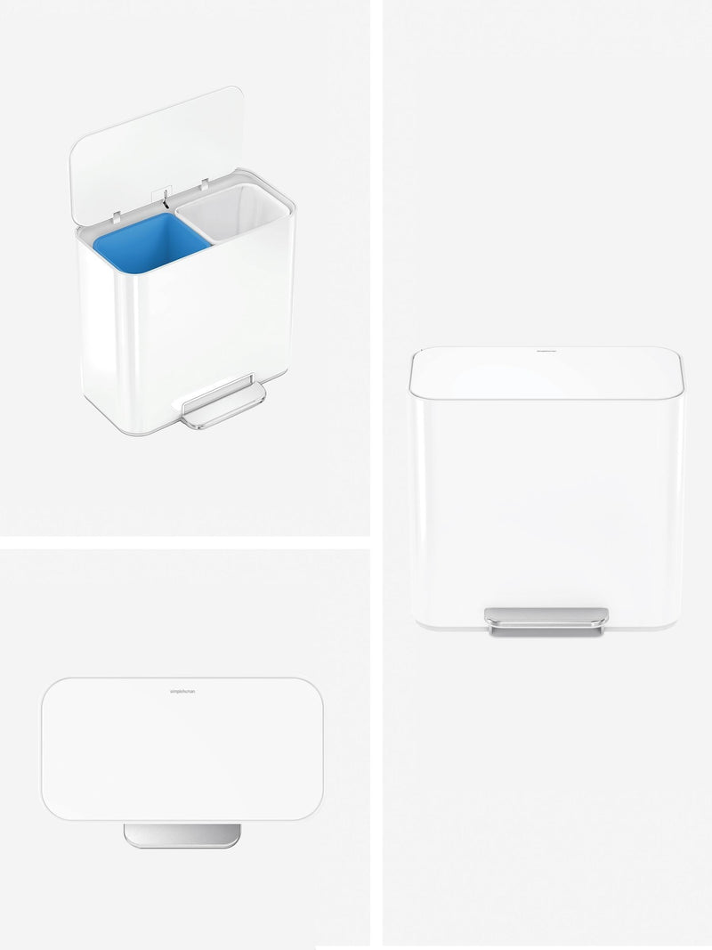 Simplehuman white mini pedal bin 15l, UK version