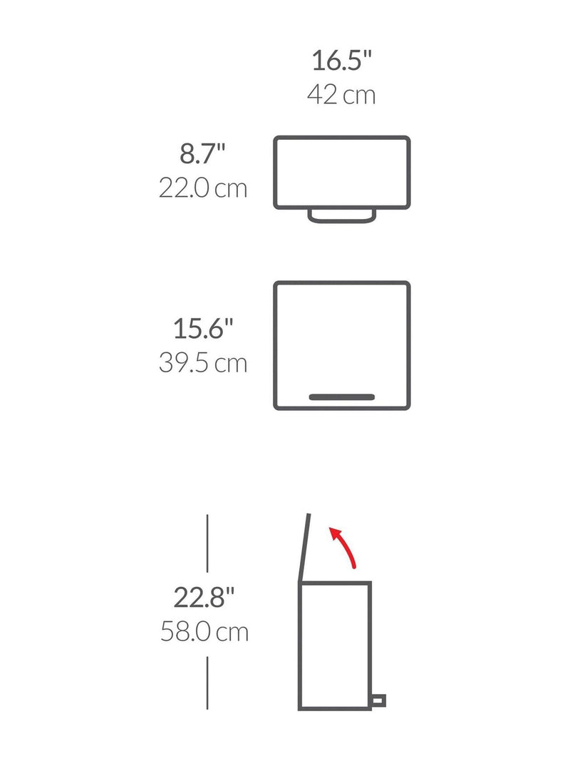 Simplehuman white mini pedal bin 15l, UK version