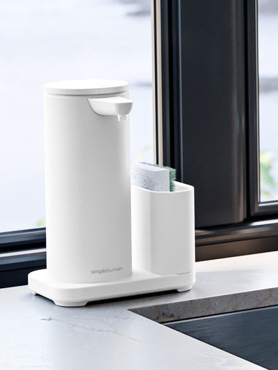 Next simplehuman White 414ml Rechargeable Sensor Soap Pump Dispenser with Caddy- Buy online at McGrocer