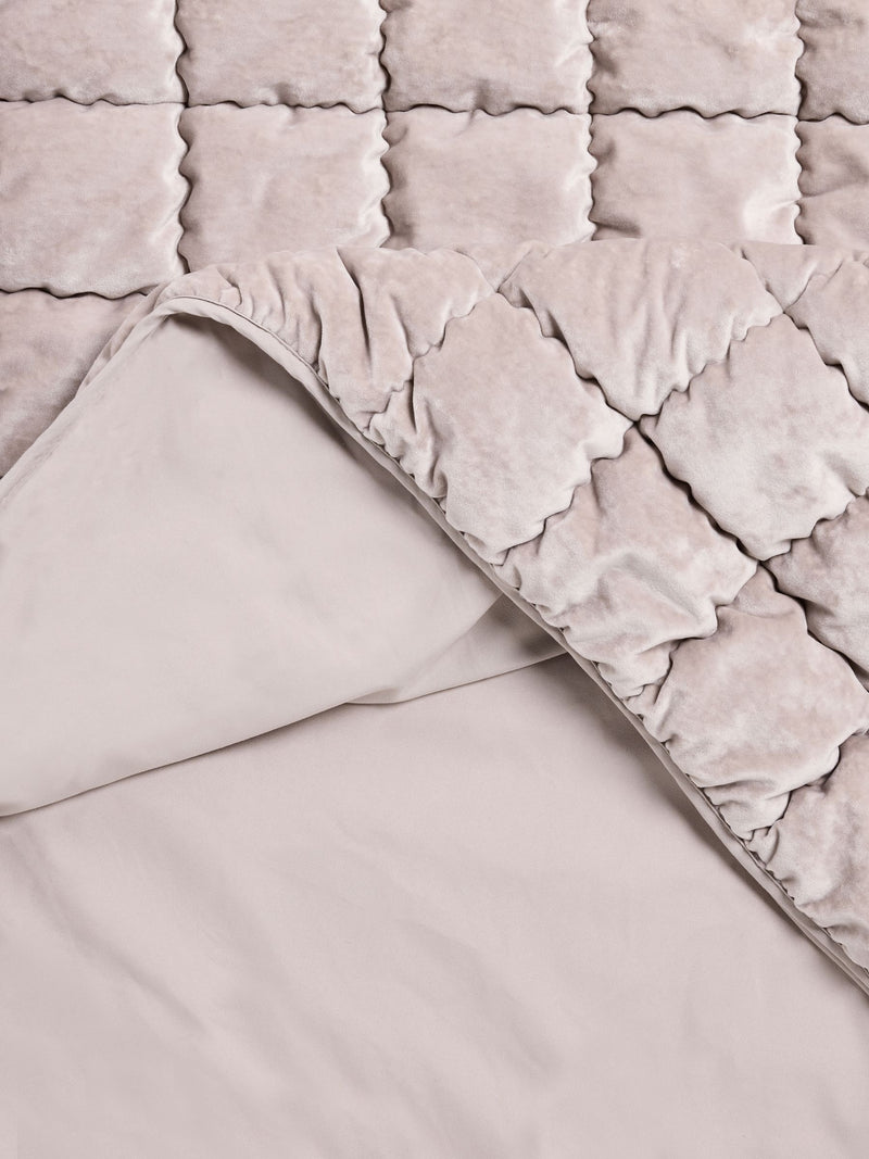 Natural Darcie quilted bedspread in champagne velvet (British brand)