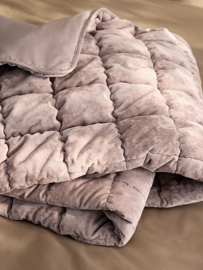 Natural Darcie quilted bedspread in champagne velvet (British brand)