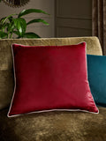 Dark Green Matte Velvet Contrast Pipe Cushion - 50 x 50cm