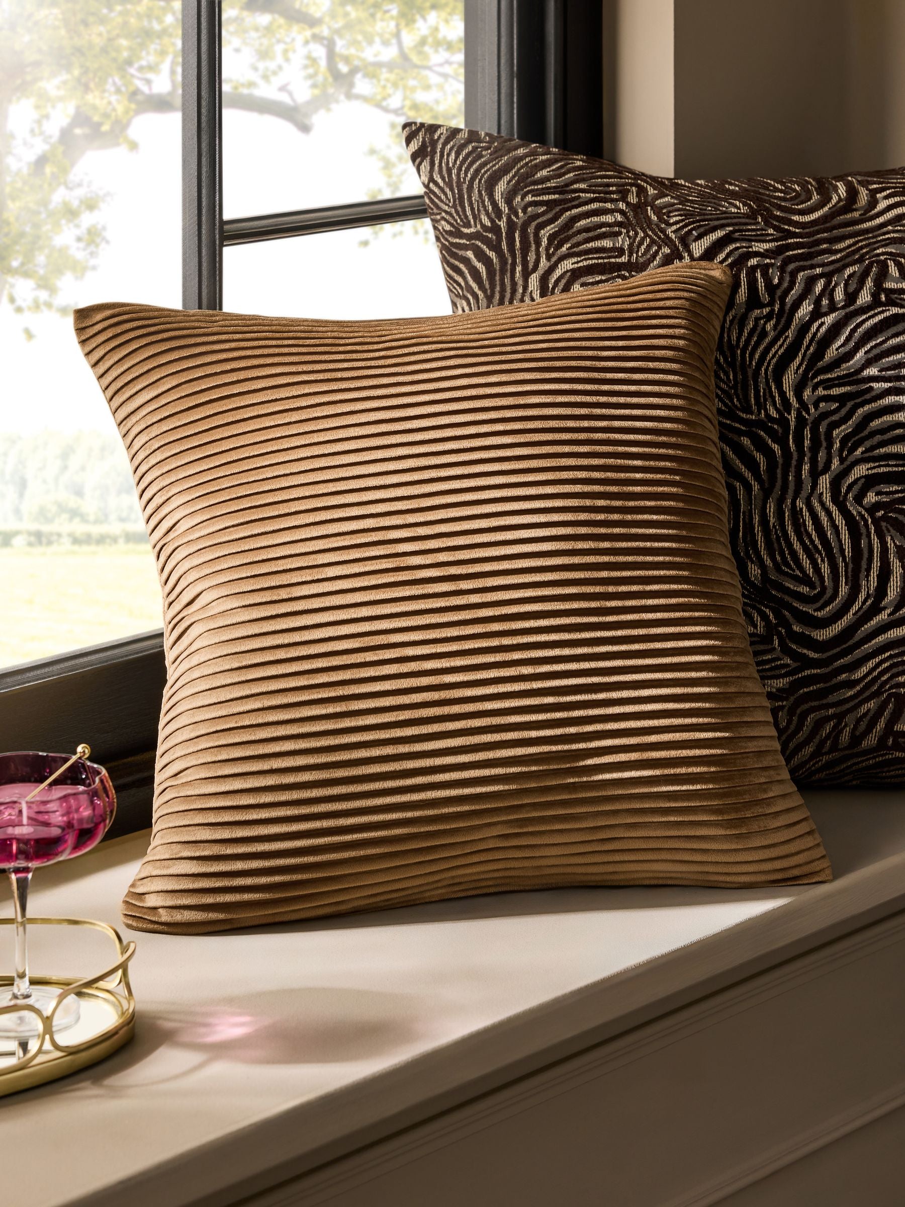 Sage Green Velvet Pleat Cushion - 59 x 59cm