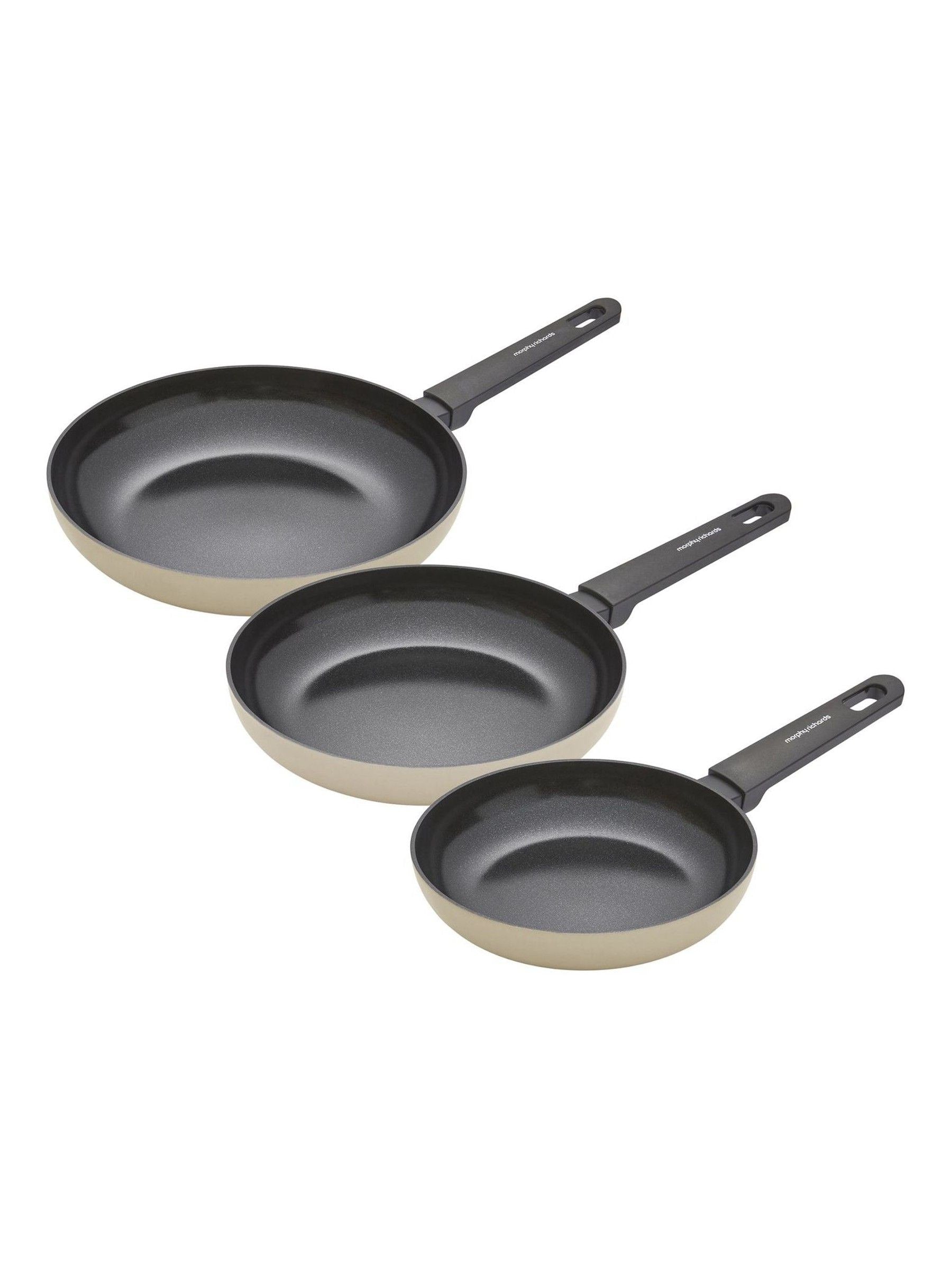 Morphy Richards cream aluminium frying pan bundle 20cm 24cm 28cm - British product