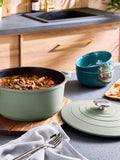 Morphy Richards blue cast aluminium casserole dish 24cm, imported from the UK