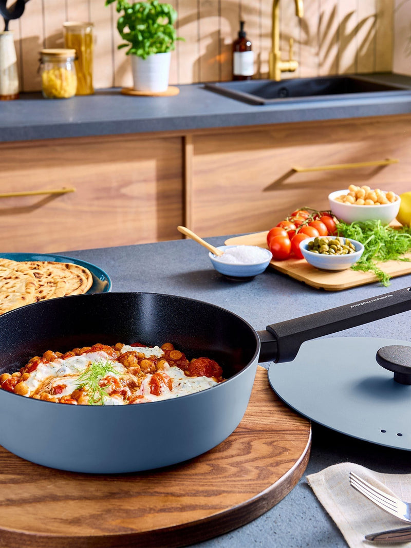 Morphy Richards blue aluminium casserole and sauté pan set (British brand)