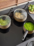 Morphy Richards 3-piece cream aluminium saucepan set - British product