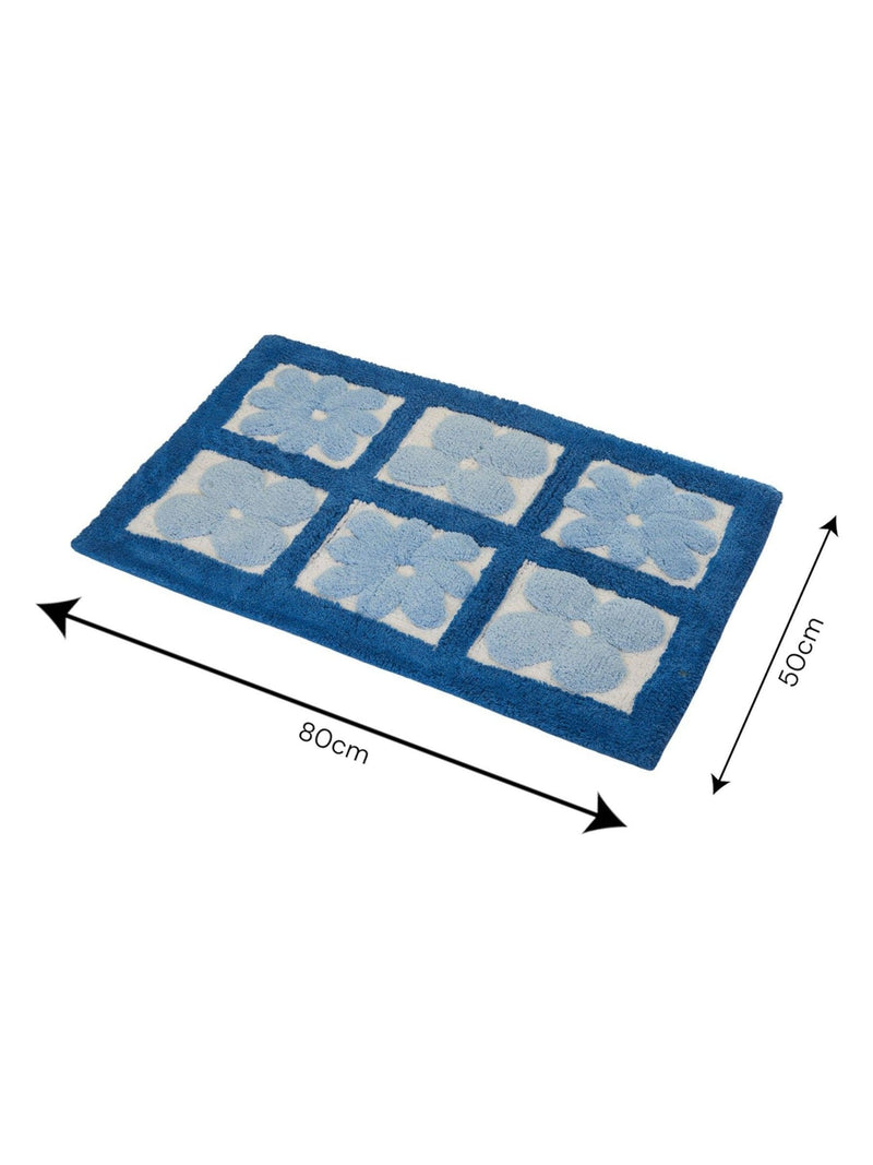 Showerdrape Blue Fiore floral bath mat 50cm width, UK version