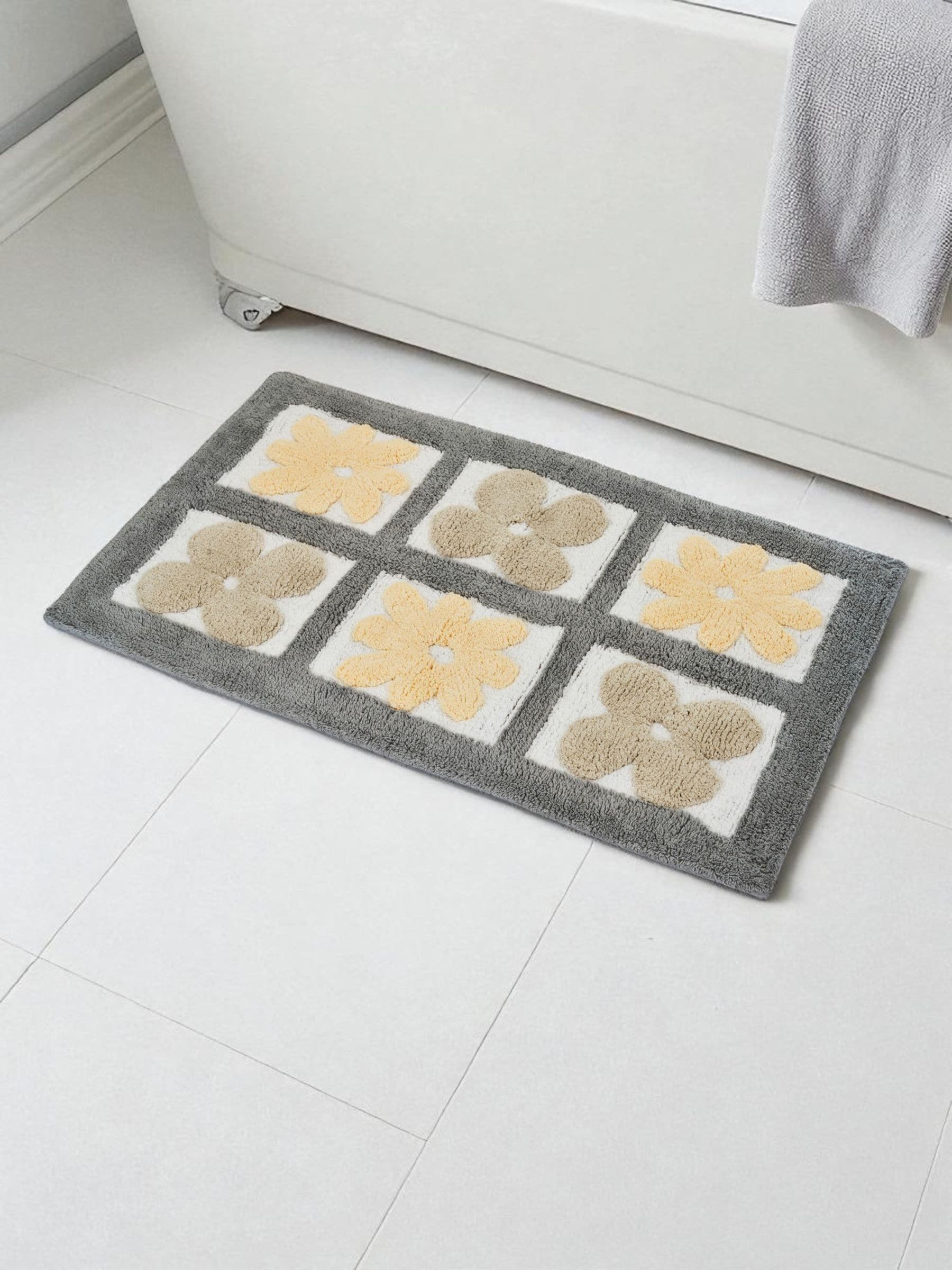 Showerdrape Blue Fiore Floral Bath Mat