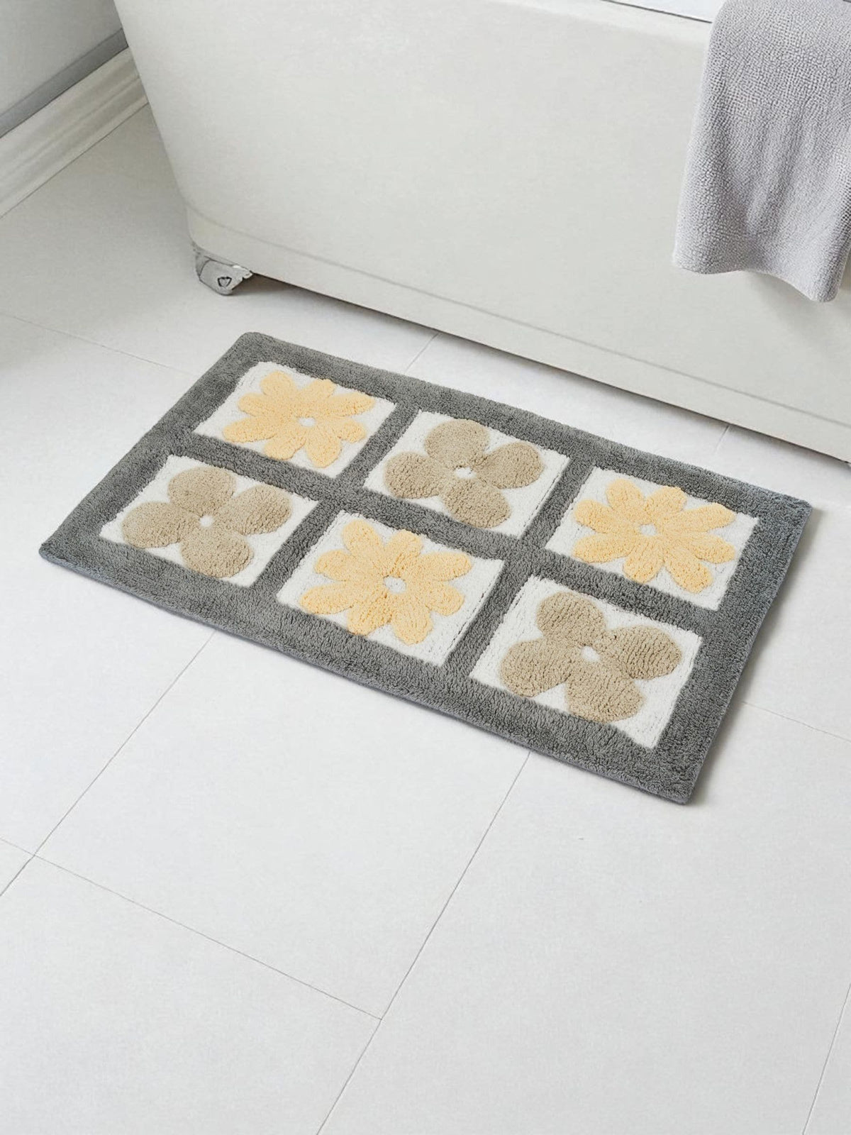 Showerdrape Blue Fiore Floral Bath Mat