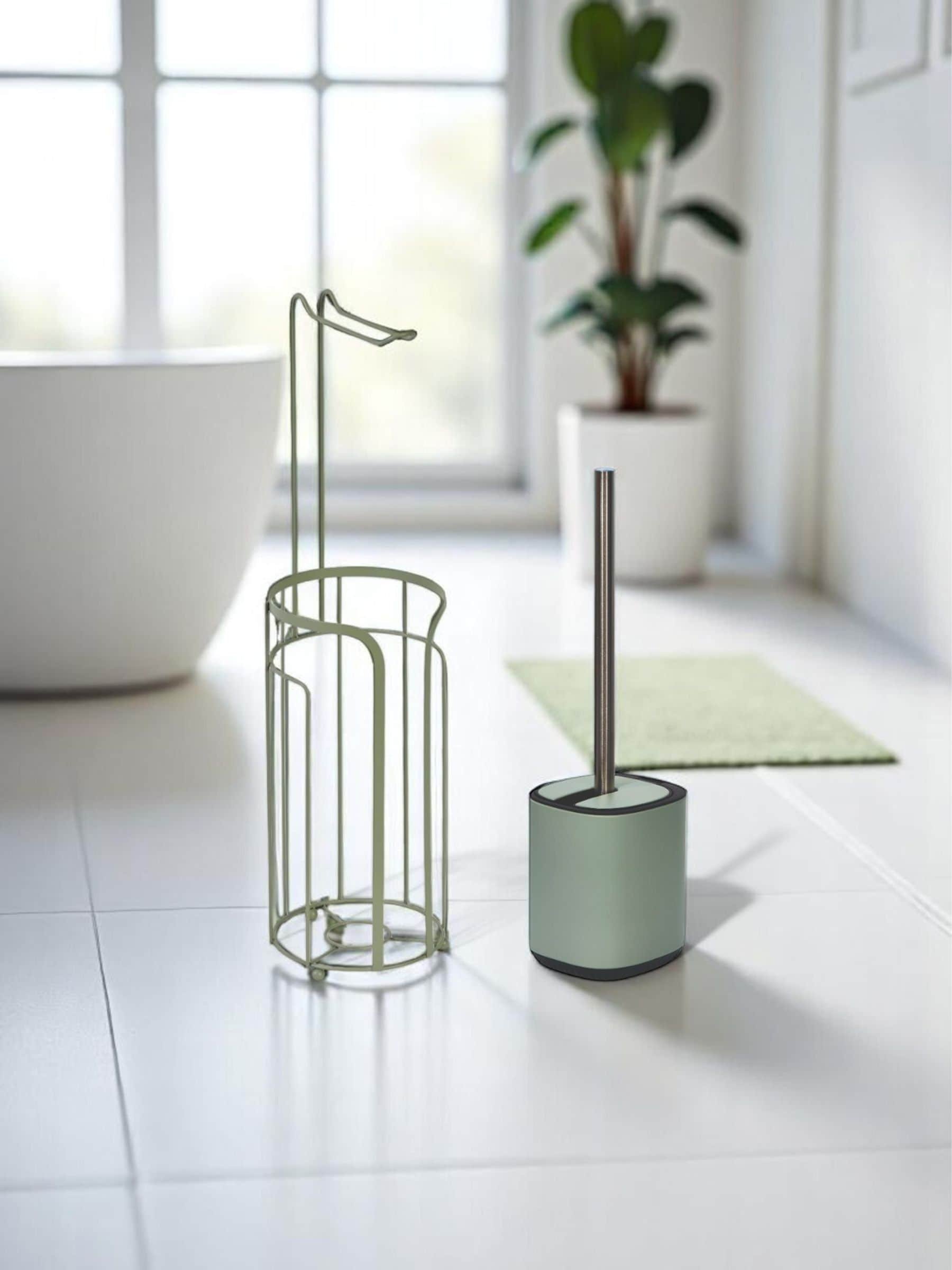 Showerdrape toilet roll holder brush set sage green 60cm - British product
