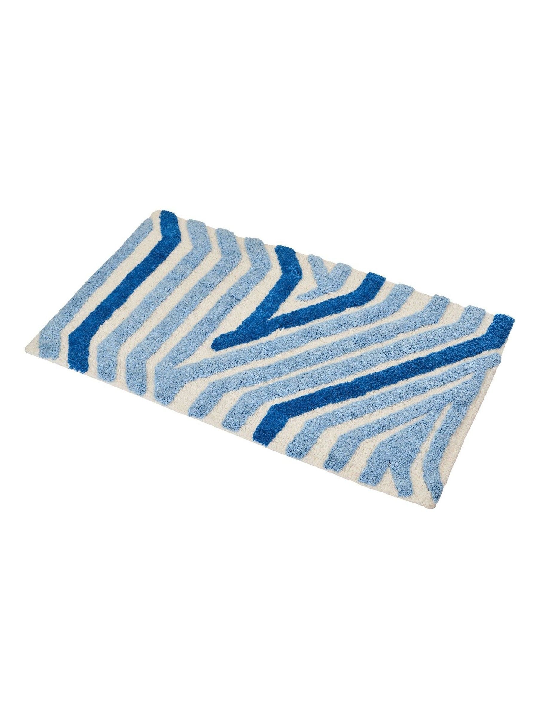 Showerdrape blue Barbican striped bath mat - British product