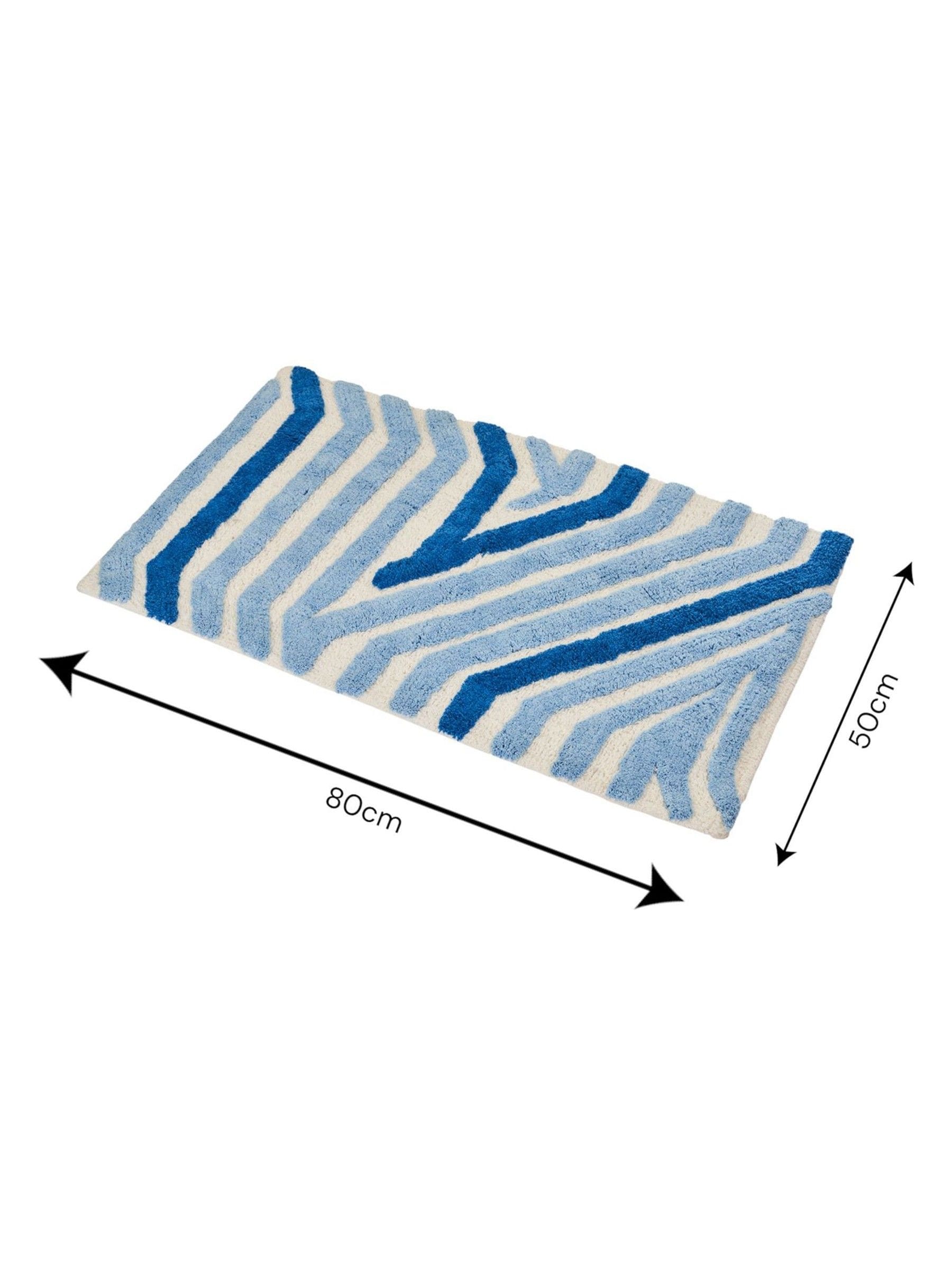 Showerdrape blue Barbican striped bath mat - British product
