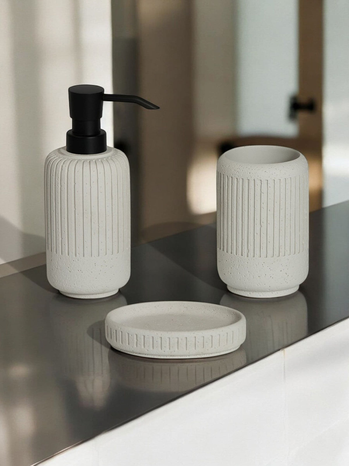 Showerdrape beige Alexandria 3 piece bathroom accessory set, UK version