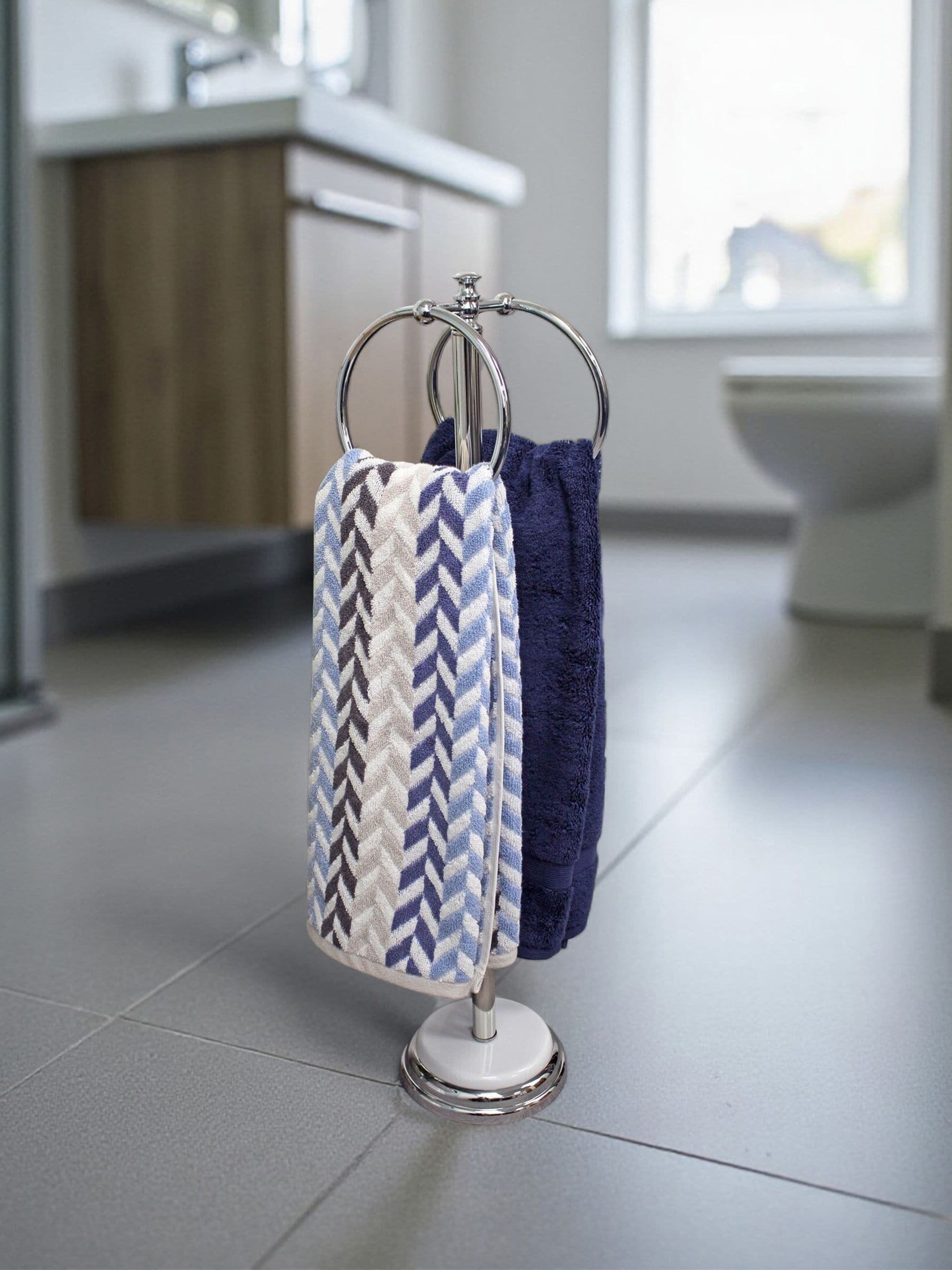 Showerdrape White Opera toilet roll holder and towel ring set (British brand)